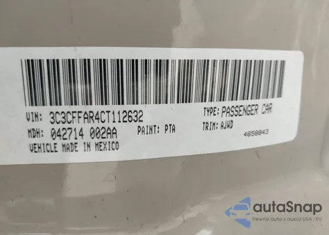 2012 Fiat 500 Pop z USA, uszkodzony, nr VIN 3C3CFFAR4CT112632